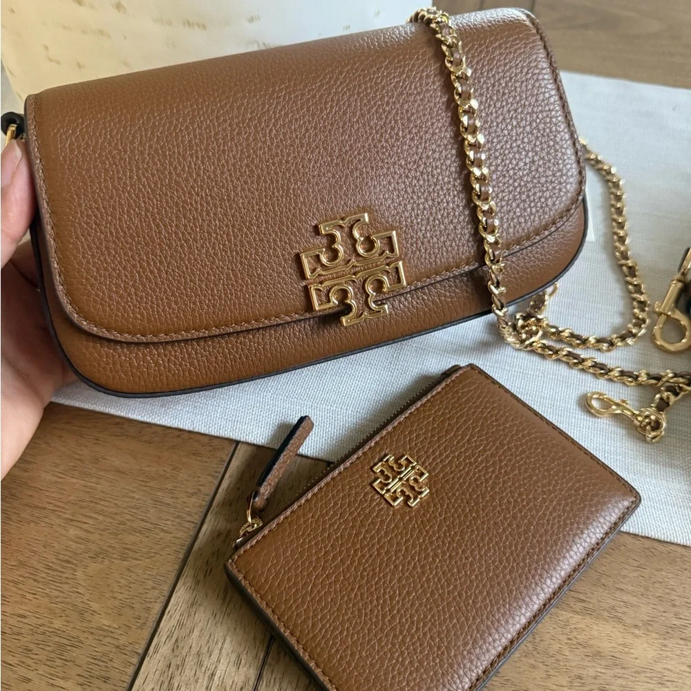 Tory Burch BRITTEN CONVERTIBLE CROSSBODY Leather Shoulder in moose color
